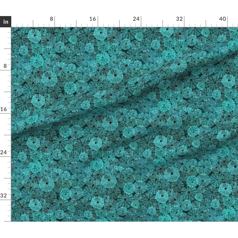 Petal Signature Cotton by the Yard or Fat Quarter Water Summer Sea Turquoise Blue Oceans Underwater World Ocean Creature Shell Watercolor Custom Printed Fabric by Spoonflower