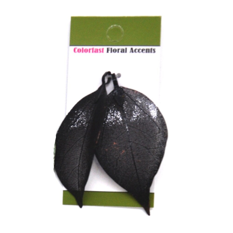 Belagio Colorfast Floral Accents, Metal Leaf Pendants, 2 Piece Pack, Black