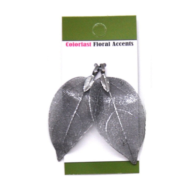 Belagio Colorfast Floral Accents, Metal Leaf Pendants, 2 Piece Pack, Gunmetal