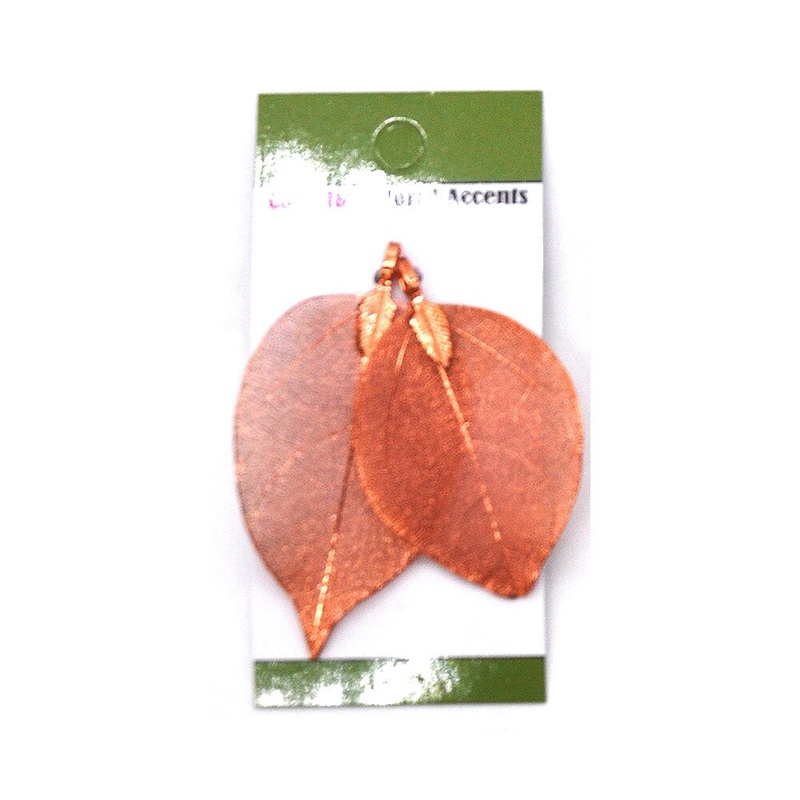 Belagio Colorfast Floral Accents, Metal Leaf Pendants, 2 Piece Pack, Rust