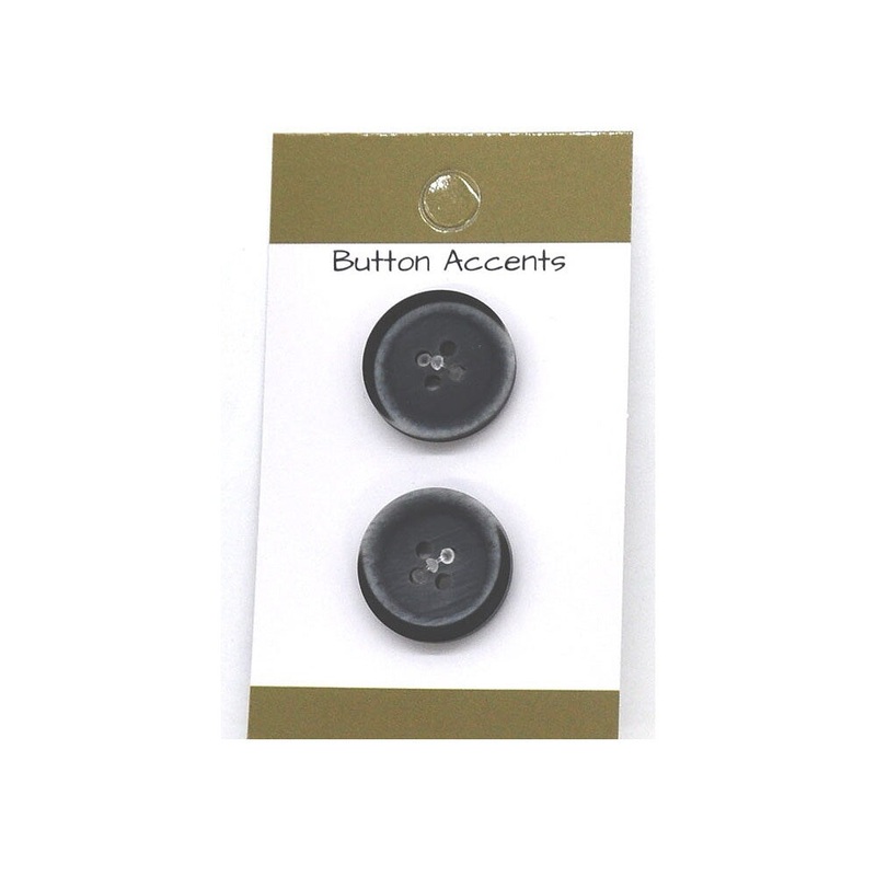 Belagio Resin Buttons, 0.75″ Diameter, Crescent Highlight Design, 2 Piece Pack, Gray