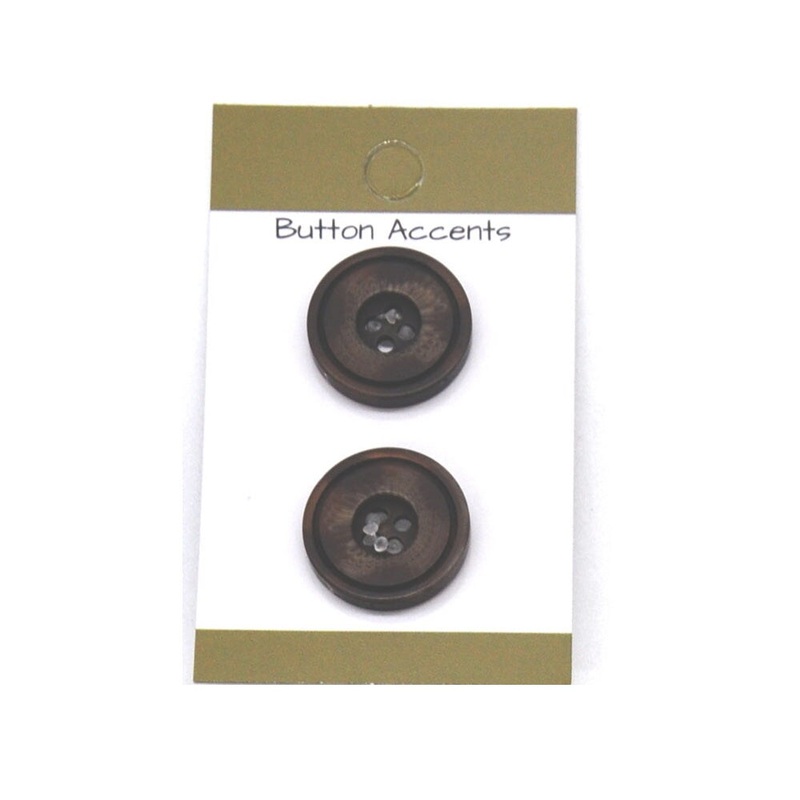 Belagio Resin Buttons, 0.75″ Diameter, Edged Stone Design, 2 Piece Pack, Brown