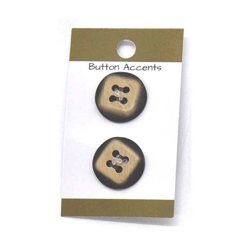 Belagio Resin Buttons, 0.75″ Diameter, Extruded Square Design, 2 Piece Pack, Black/Tan