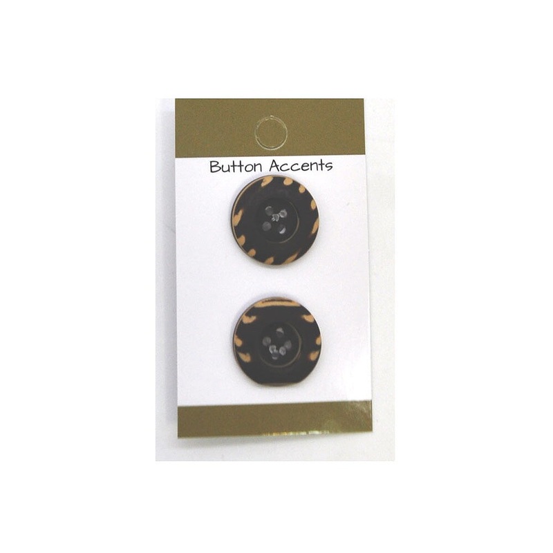 Belagio Resin Buttons, 0.75″ Diameter, Striped Design, 2 Piece Pack, Brown