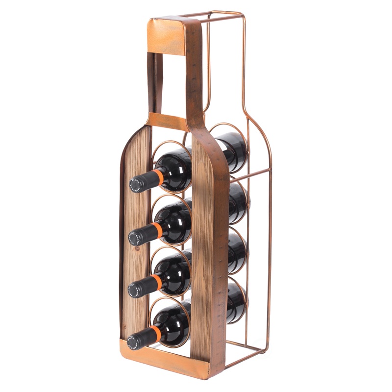 Vintage Decorative Metal Bottle Shaped Freestanding 4 Wine Bottle Holder