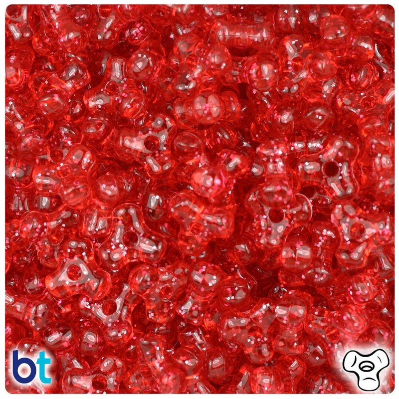 BeadTin Ruby Sparkle 11mm TriBead Plastic Craft Beads (500pcs)