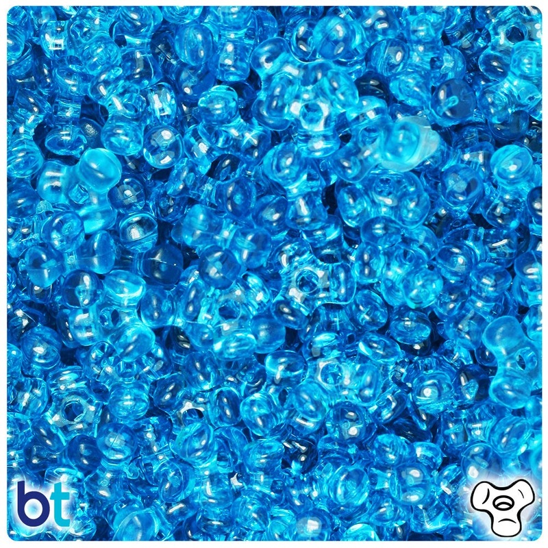 BeadTin Turquoise Transparent 11mm TriBead Plastic Craft Beads (500pcs)