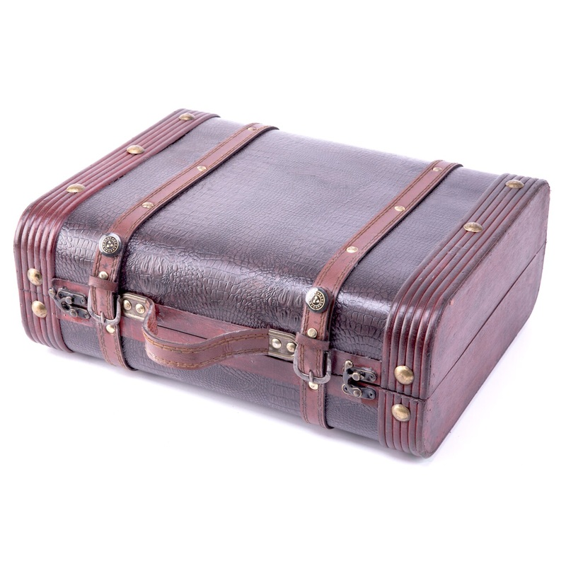 Decorative Wooden Leather Suitcase
