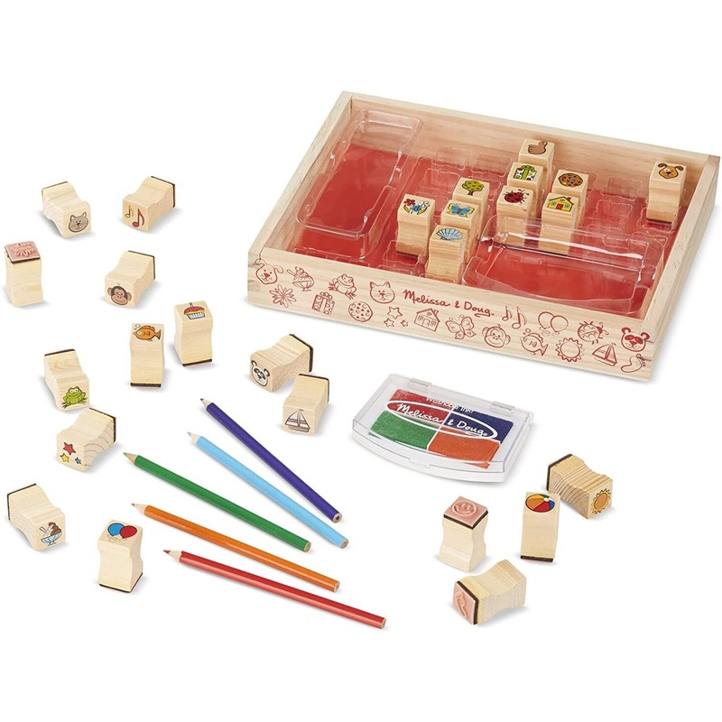 Melissa & Doug Wooden Stamp Set Favorite Things 26 Wooden Stamps and Stamp Pad