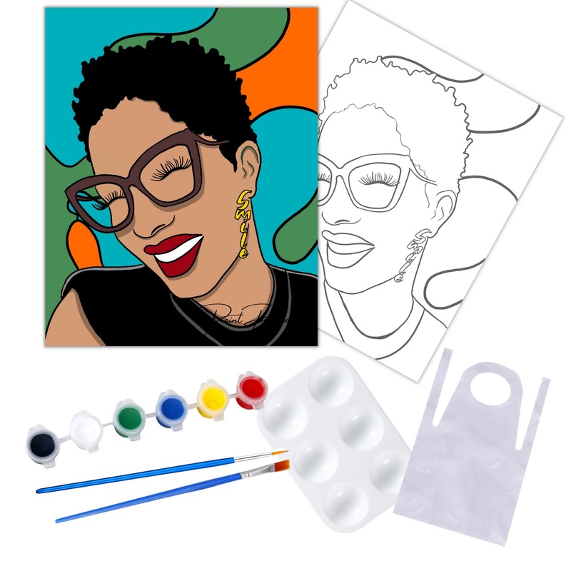 “Just Smile” DIY Canvas Art Kit for Adults Beginner, Acrylic Paint Size 11×14 inch