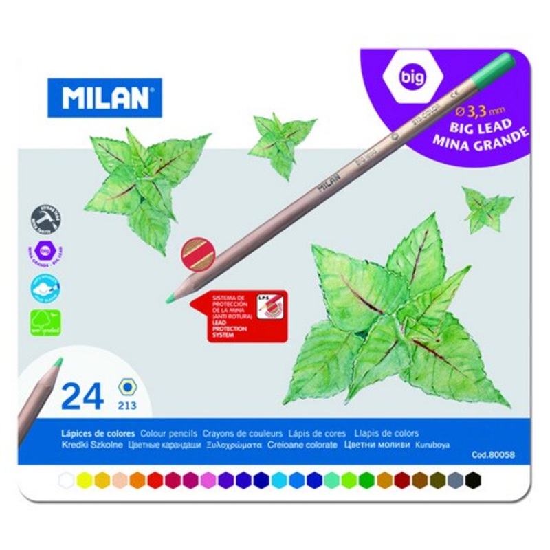 MILAN COLORED PENCIL PROFESSIONAL TIN SET 3.3MM LEAD 24 CLR