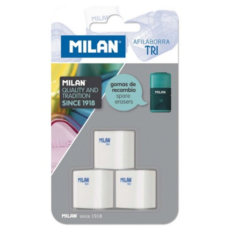 MILAN TRI ERASER REFILL 3 PACK CARDED