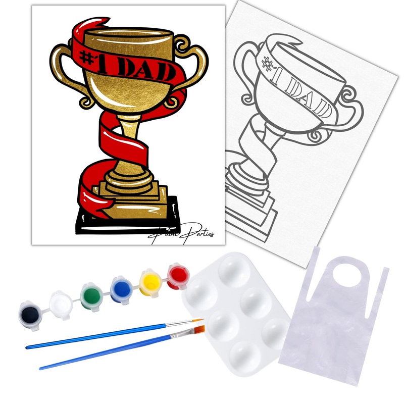 “Number 1 Dad Trophy” DIY Canvas Art Kit, Acrylic Paint Size 11×14 inch
