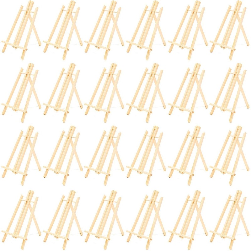 Wooden Mini Easel Stand for Desk or Tabletop (9 x 13.5 Inches, 24 Count)