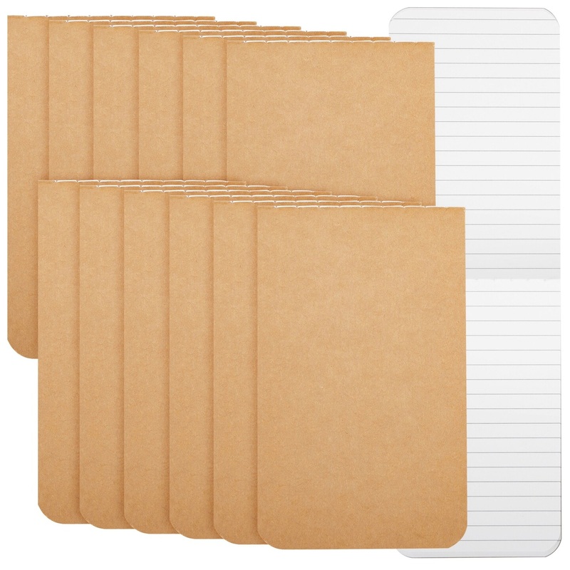 12 Pack Small Pocket Notepad, Kraft Paper Cover To Do List Notebook, Memo, Top Bound, 64 Lined Pages Each (2.7×4.5 In)