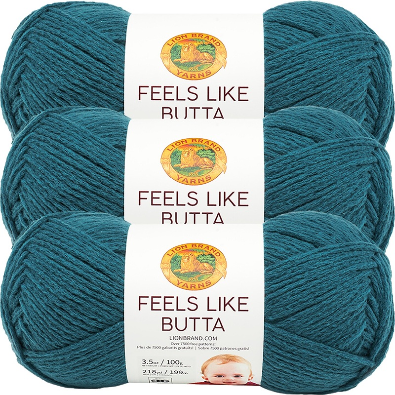 (3 Pack) Lion Brand Yarn Feels Like Butta Yarn, Teal