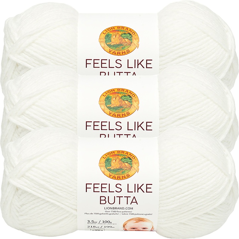 (3 Pack) Lion Brand Yarn Feels Like Butta Yarn, White