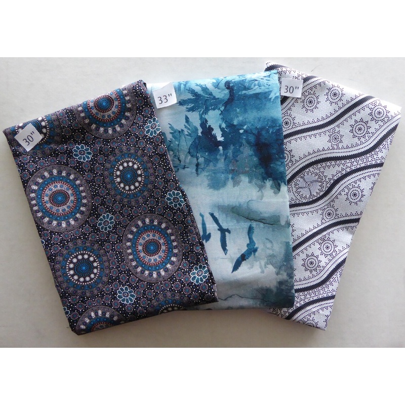 Aboriginal Teal Wild 2yds 21 in Cotton Fabric Last of the Best End of Bolt