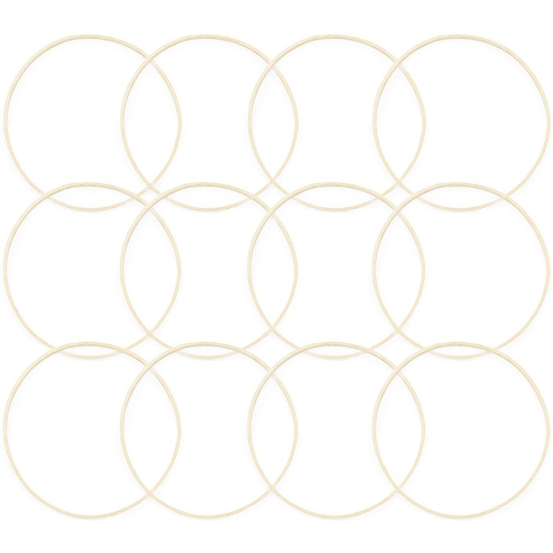 Bamboo Rings for Crafts, Macrame, and Dreamcatchers (10.2 Inches, 12 Pack)