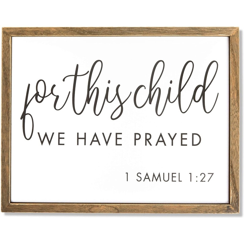 Farmlyn Creek Christian Wall Art, Scripture Sign, Nursery Wall Decor for Baby Room, Playroom, or Religious Home Accent, Bible Verse with 1 Samuel 1 27 For This Child We Have Prayed, 15×11.75 Inch