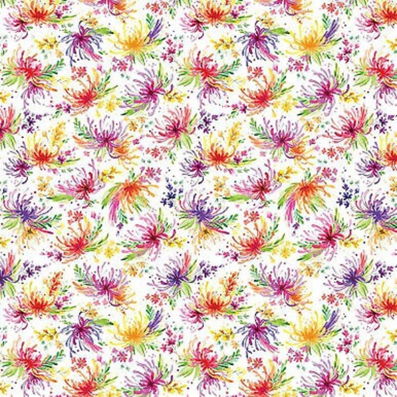 Full Bloom Medium Floral by P and B Textiles Cotton Fabric by the yard