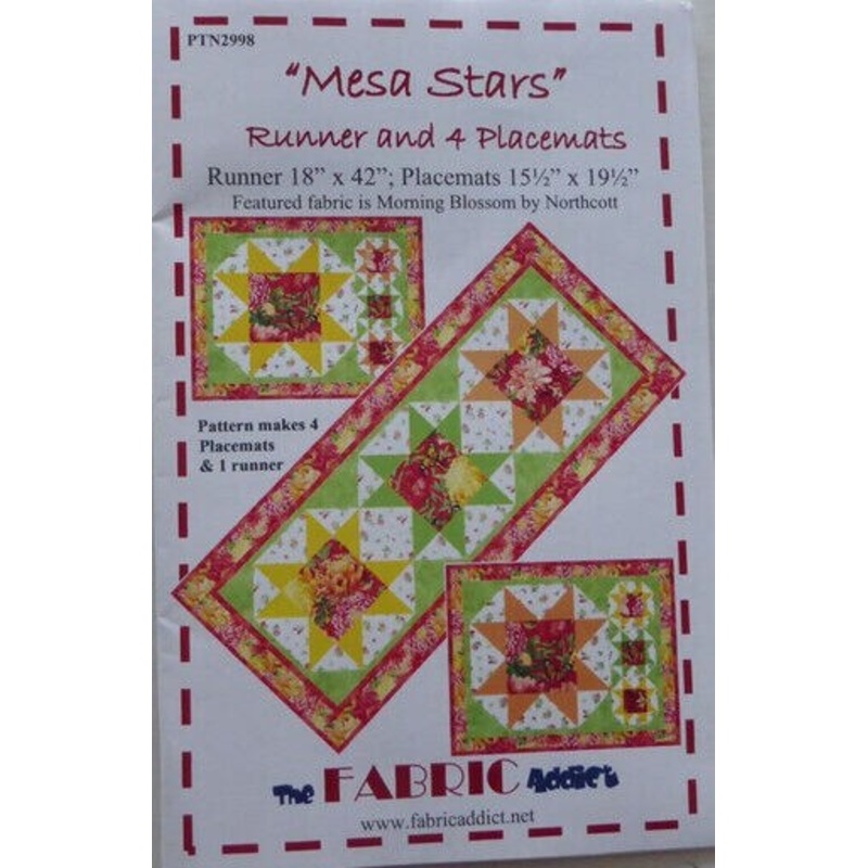 Pattern Mesa Stars Tablrunner and 4 Placemats Pattern  by Fabric