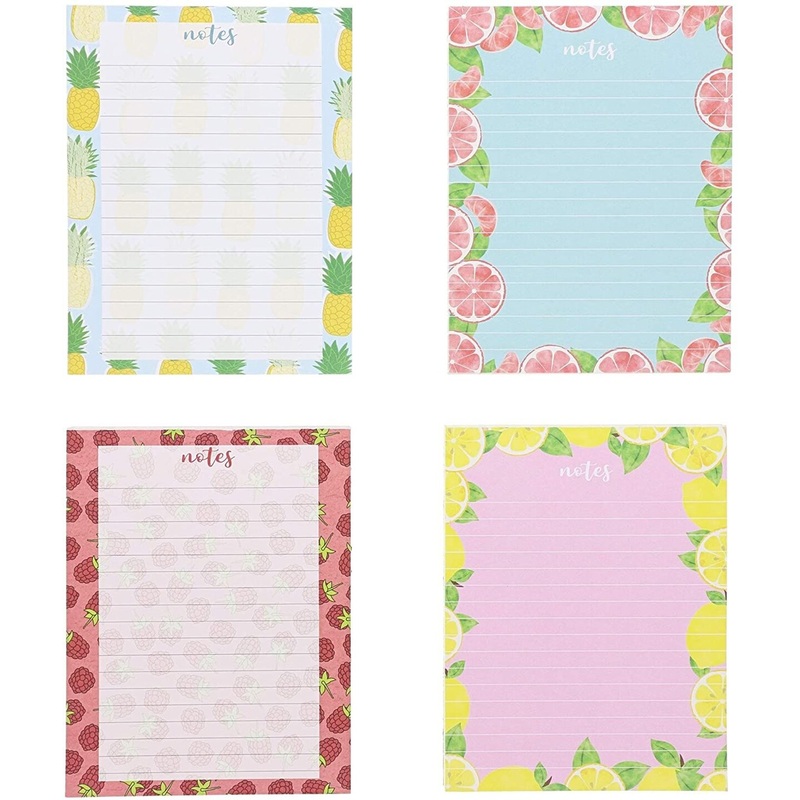 4 Pack Notepads Memo Lined To Do Tasks with Cute Fruit Design, Small 4.25×5.5