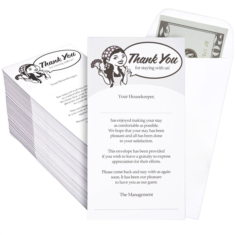 500 Pack Housekeeping Tip Envelopes Bulk, Thank You Envelopes for Cash, Coins, Gratuity for Hotel (3.5×6.5 in)