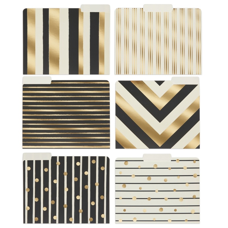 Geometric File Folders with 1/3 Cut Tabs, Gold Office Supplies (11.5 x 9.5 In, 12 Pack)