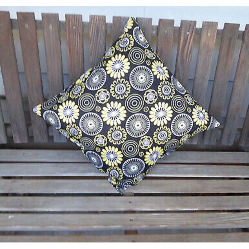 Mellow Yellow Decorative Pillow 18in Square Cotton Fabric and Mad…