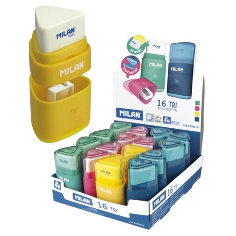 MILAN TRI PENCIL SHARPENERS   ERASERS