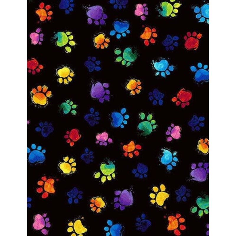 Multicolor Paws Cotton Fabric by Timeless Treasures