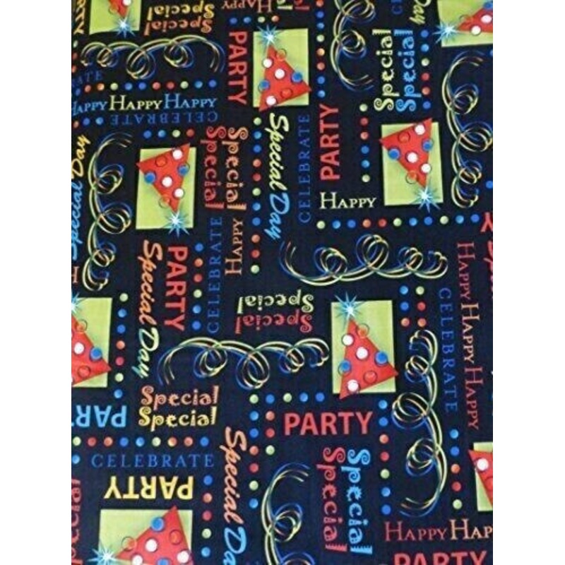 Party On Celebration Words Cotton Fabric by Quilting Treasures