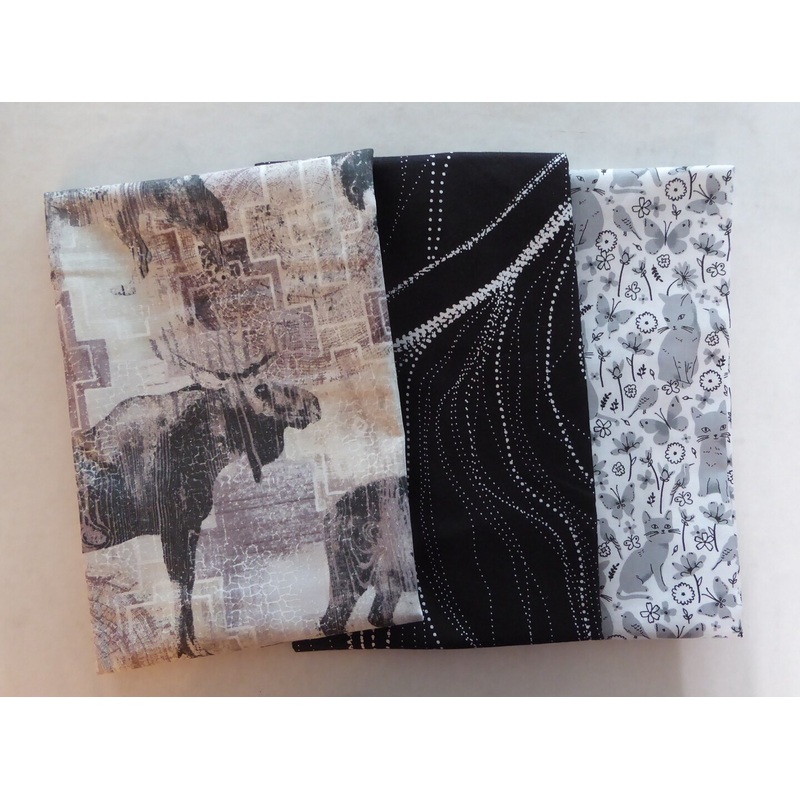 Aboriginal Moose Wildlife and Gray Kitty New Half Yard Plus Bundle