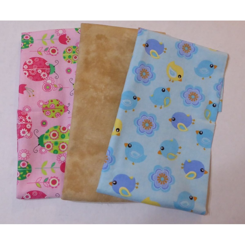 Chicks on Blue and Ladybugs with Tan Flannel