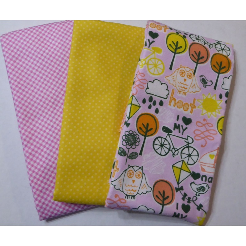 Pink Birds and Gingham and Yellow Flannel 2yrd 23in
