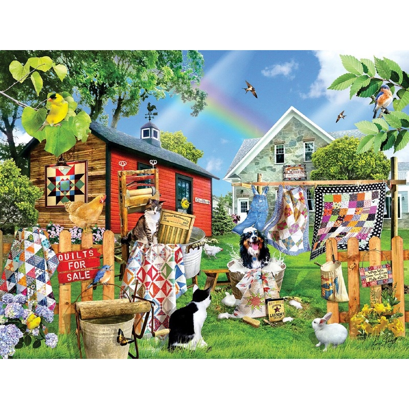 Sunsout Wash Day Quilts 500 pc   Jigsaw Puzzle 35263