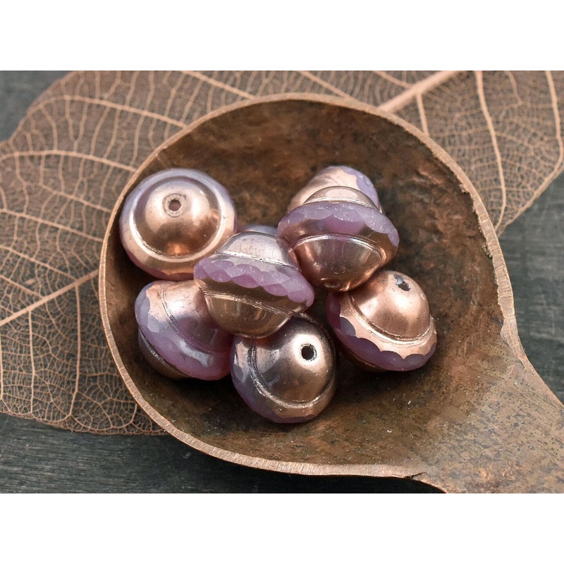 10x12mm Copper Washed Dusty Pink Opaline Saturn Beads