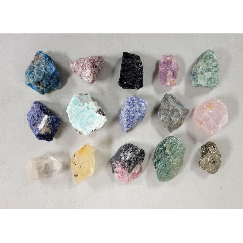 15 Raw Crystals Set Mixed Rough Gemstones