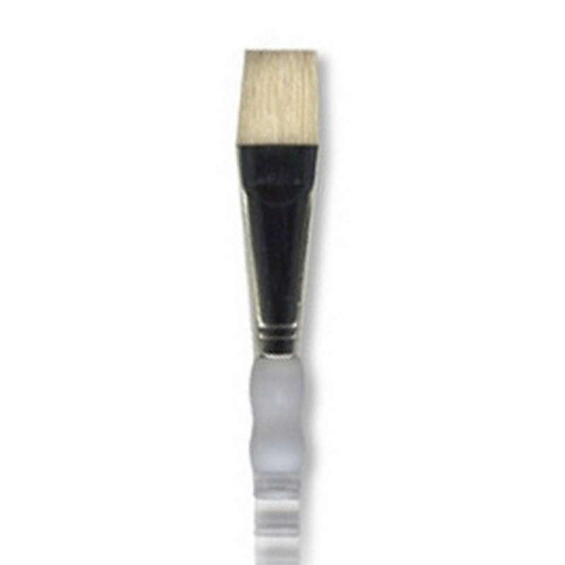 SOFT GRIP WHITE BRISTLE LONG HANDLE FLAT 12