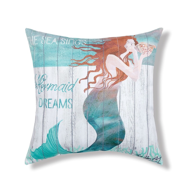 18″ x 18″ Mermaid Dreams HD Indoor/Outdoor Throw Pillow