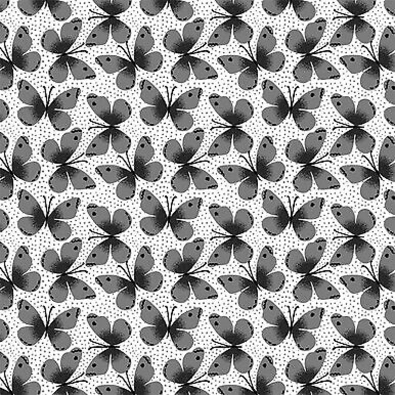 Kitty Kitty Butterflies on White Cotton Fabric by Windham Fabrics