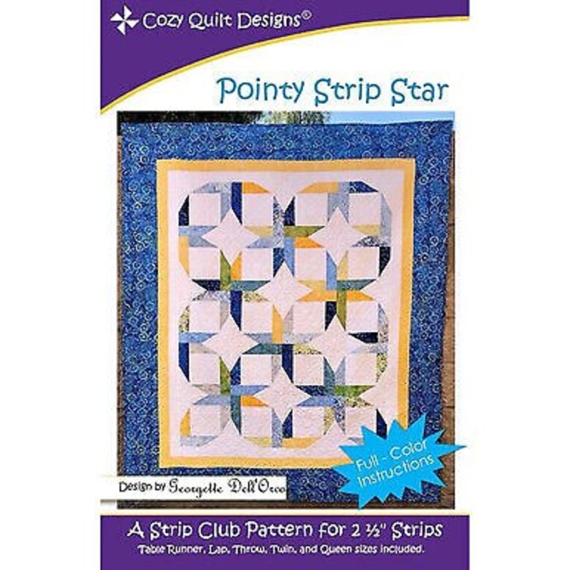 Pattern Pointy Strip Star 2 and one half inch Strips Cozy Quilt Design 5 Sizes