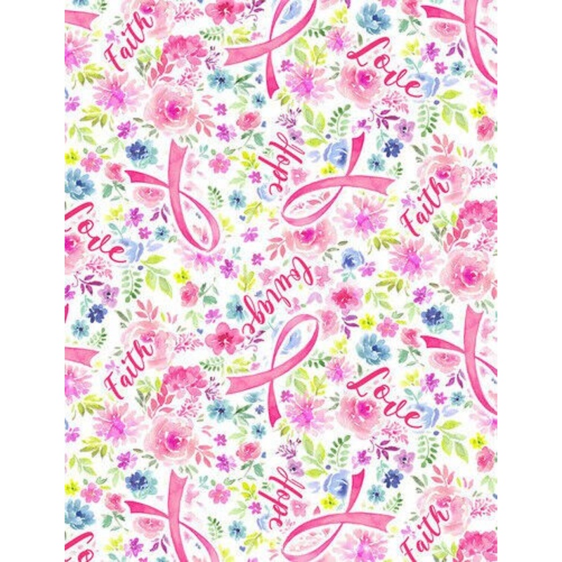 Timeless Treasures Fabrics Pink Cancer Ribbon