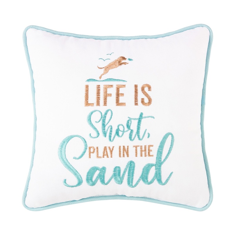 10″ x 10″ Play In The Sand Embroidered Small Petite Throw Pillow