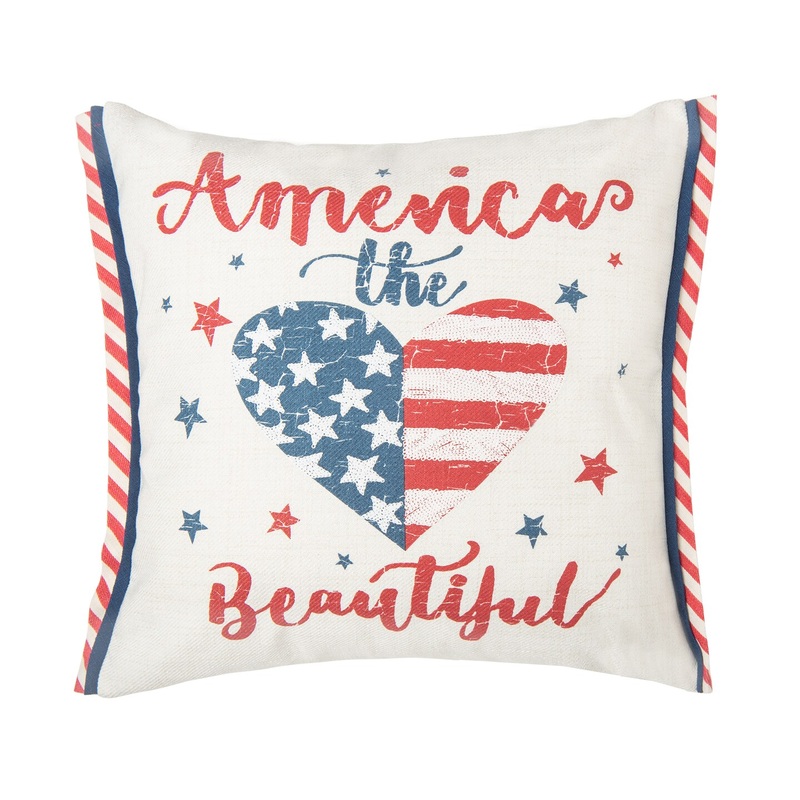 18″ x 18″ Patriotic “America the Beautiful” Embroidered Accent Throw Pillow