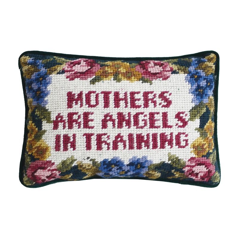 6.5″ x 9″ Mothers And Angels In Training Needlepoint Small Petite Throw Pillow