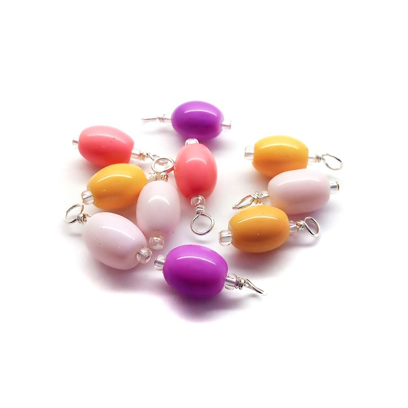 Bright Pastel Glass Bead Dangles, Easter Colors, Set of 10 pieces, Adorabilities