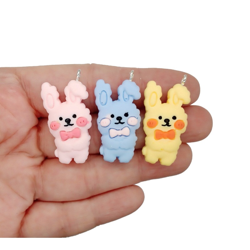 Cute Bunny Charms, 6 pieces in Mixed Pastel Colors, Adorabilities