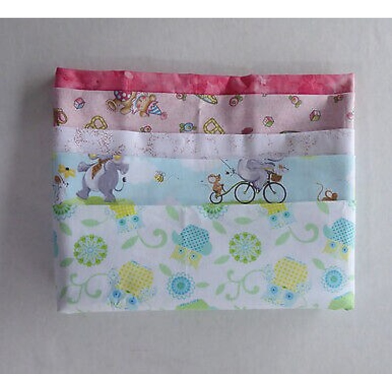 Fat Qtr Bundle Five Pink Blue Childrens Cotton Fabric by Various Manufactures